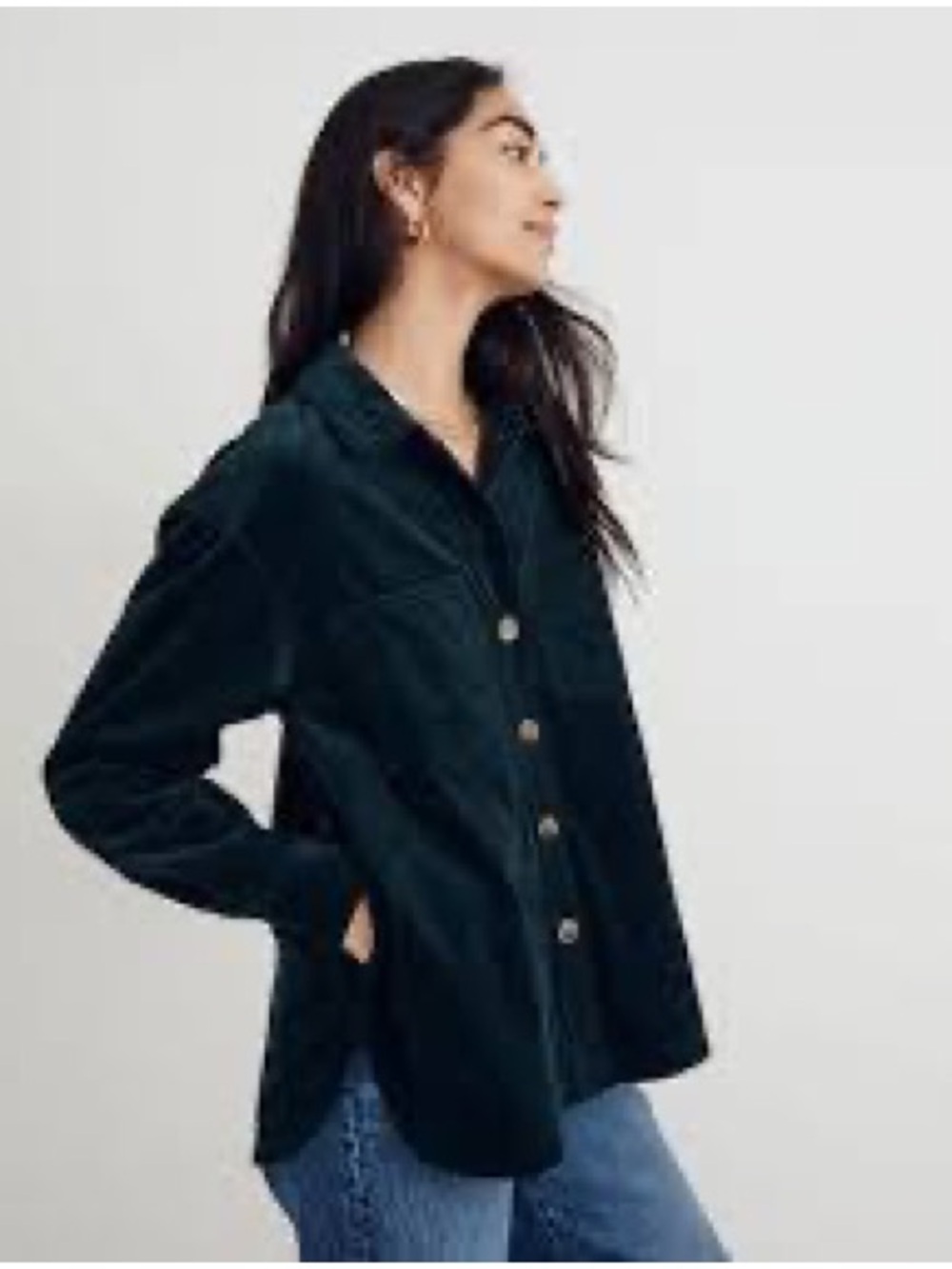 Madewell Dark Green Corduroy Oversized Shirt Jacket - Picture 2 of 4